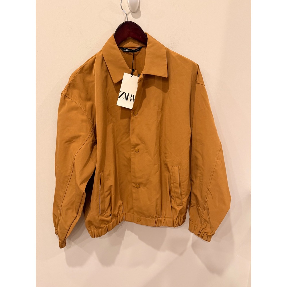 Zara Men Mustard Tan Lightweight Snap Front Bomber Jacket Small New With Tags - Picture 1 of 7